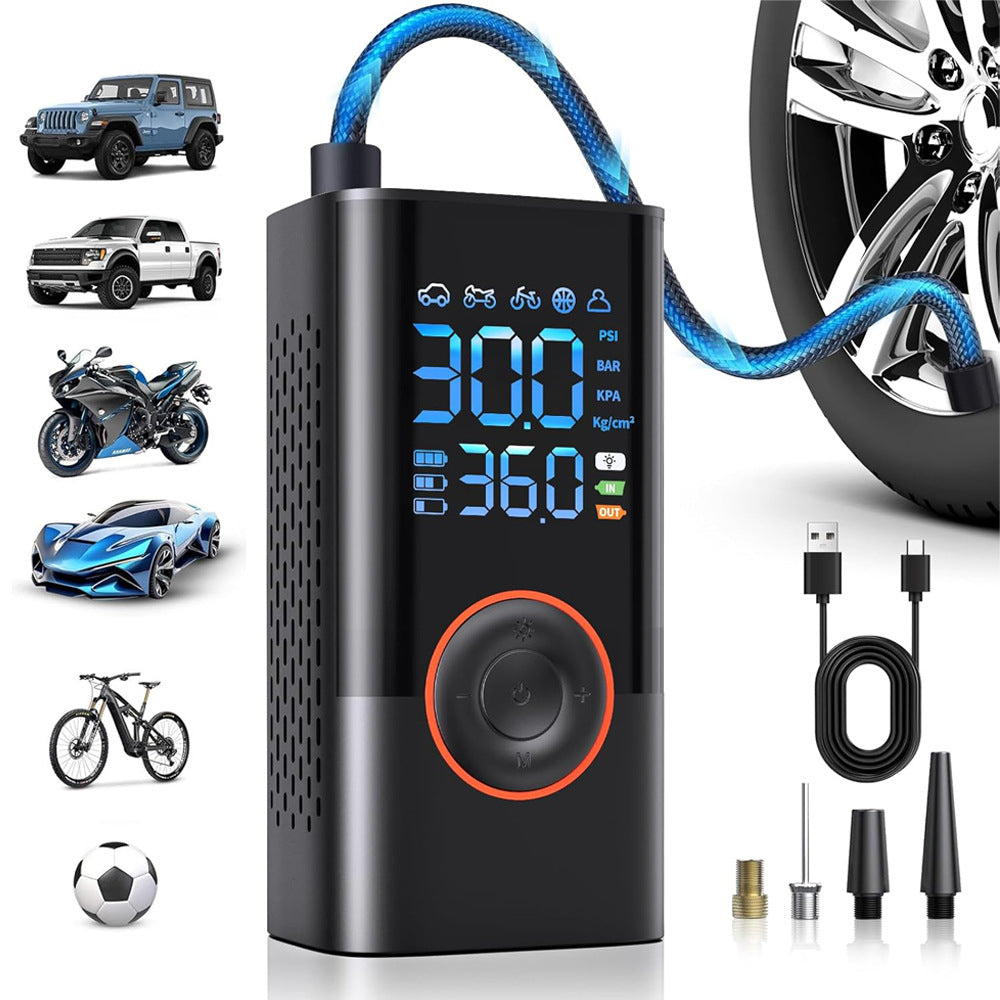 Portable wireless car tire air pump inflator