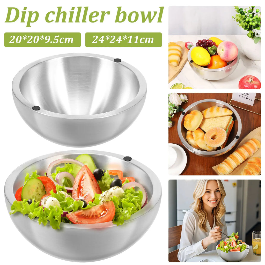 Stainless Steel Cooling Bowl - Insulated Pet Water & Food Bowl