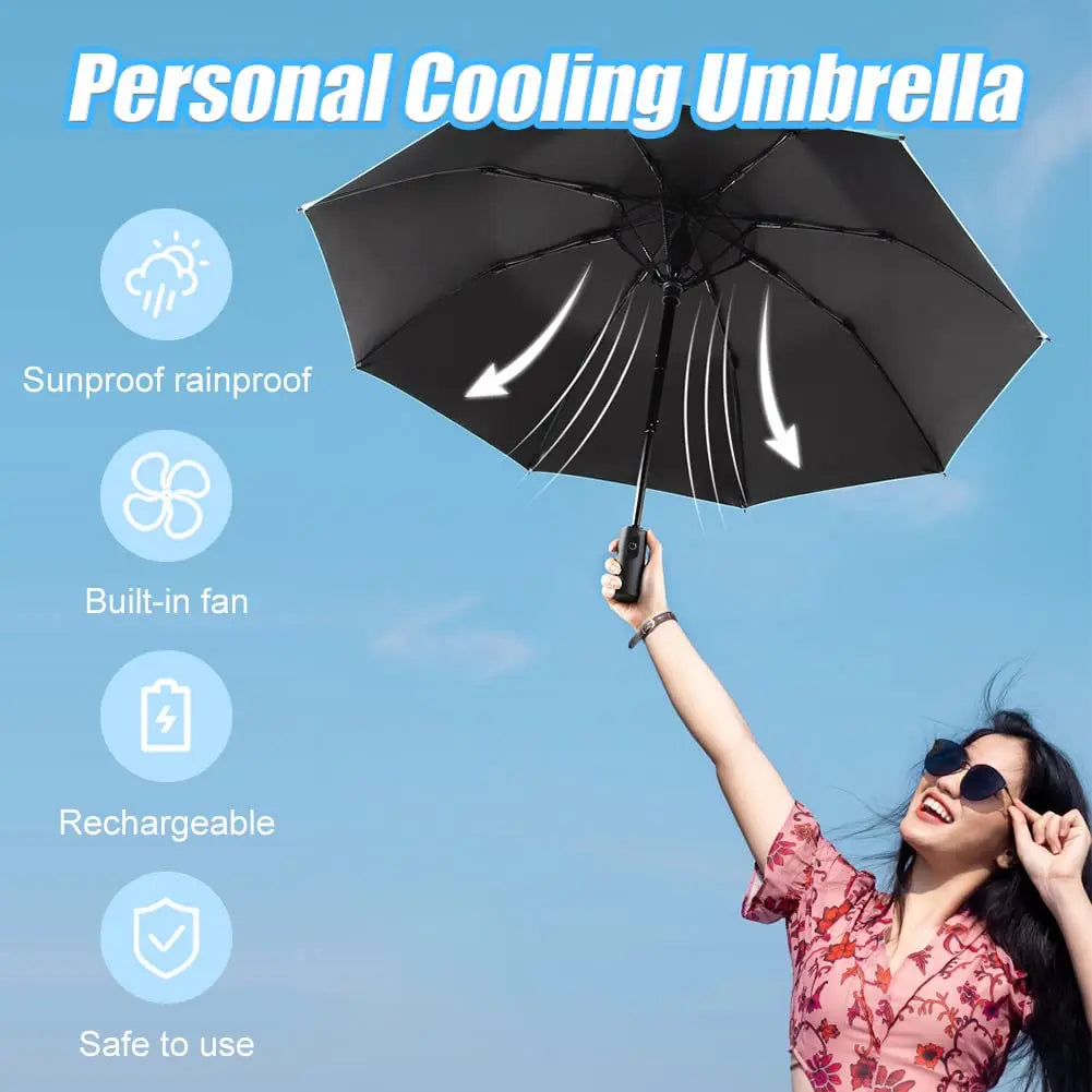 Portable Umbrella with Fan & Misting - Cooling Sun Shade