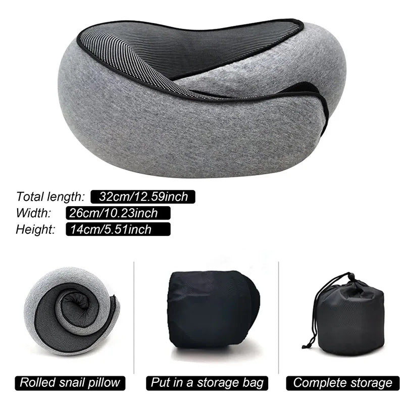Memory Foam Neck Pillow - Travel Snail Design Support Pillow