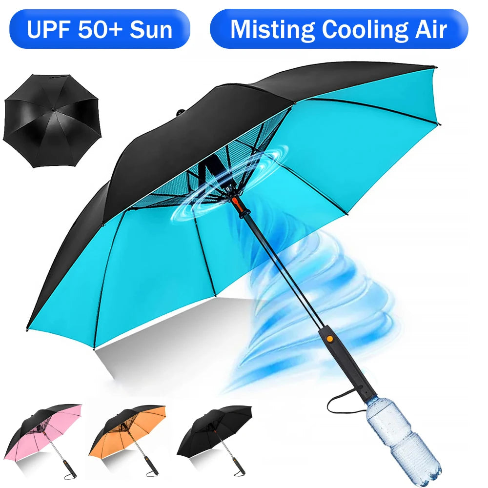 Portable Umbrella with Fan & Misting - Cooling Sun Shade