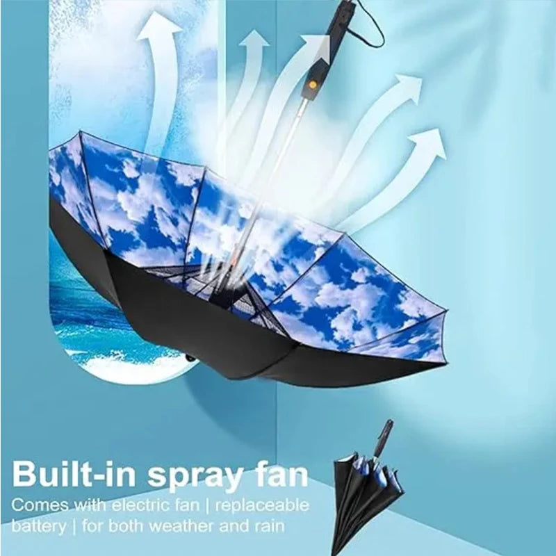 Portable Umbrella with Fan & Misting - Cooling Sun Shade